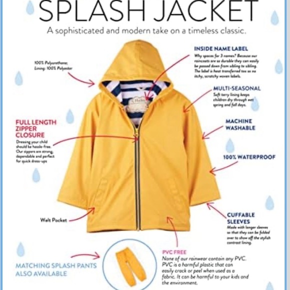 HATLEY yellow raincoat Kids Jacket-4. light pink stain on the back of a sleeve - Picture 3 of 12